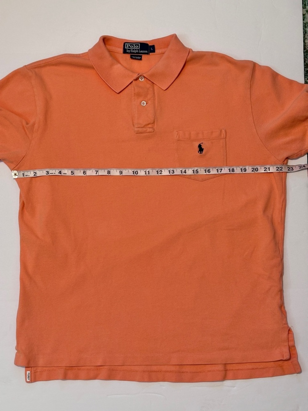 Vintage Polo Ralph Lauren Short Sleeve Polo Shirt Orange Men Large Chest Pocket - Picture 10 of 11